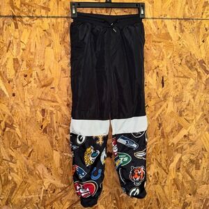 NFL Boys 8 Windbreaker Track Pants Black Joggers Sports Teams Logos Sportswear